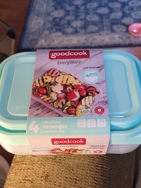 Goodcook EveryWare Medium Food Storage Containers - Aqua (4-Pack)